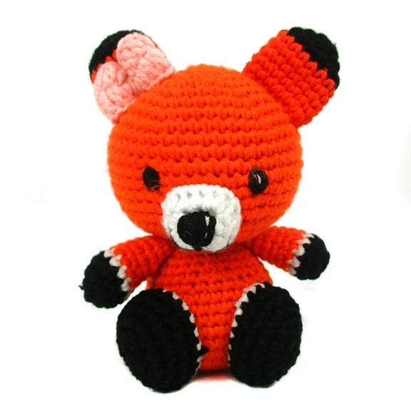 Hand Crochet Stuff Toy  6" Inches Orange Sitting Fox Foxxie Plushy