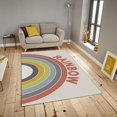 thumbnail image 4 of Nordic Boho Rainbow Lines Area Rug, Creative Colorful Cartoon Design Kids Rugs, Absorbent Pet Friendly Durable Bedside Decor Mat for Baby Bedroom Girls Boys Living Room Bedroom, 4x5ft, 4 of 7
