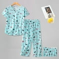 thumbnail image 2 of Comfortable Women's Pajamas Set Short Sleeve Top Capri Pants Sleepwear Plus Size for Relaxation and Cozy Nights, 2 of 3