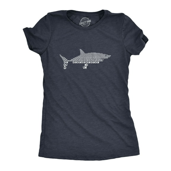 Women's Dun Dun Dun Cool Graphic Shark T Shirt Great White Jaws Ladies Fish Tee Womens Graphic Tees