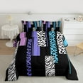 thumbnail image 2 of Castle Fairy Boys Girls Animal Zebra Leopard Print Bedding Comforter Set 2pcs,Abstract Geometric Rectangle Stripes Twin Comforter Sets Microfiber,Black Blue Purple Breathable Bedding Set, 2 of 8