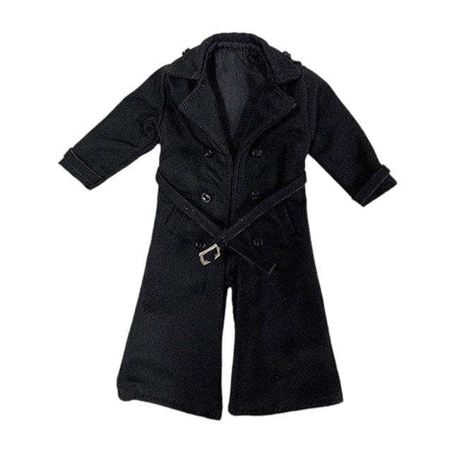 Gabardina en miniatura a escala 1:8 para hombre, abrigo para figura masculina, abrigo para 8 personas Negro