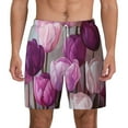 thumbnail image 2 of Goofa Purple And Pink Tulip Bouquet Printed Men's Swim Trunks Board Shorts Quick Dry Mens Swimming Trunks with Compression Liner,Breathable Fit Hawaii Beach Shorts-Medium, 2 of 9