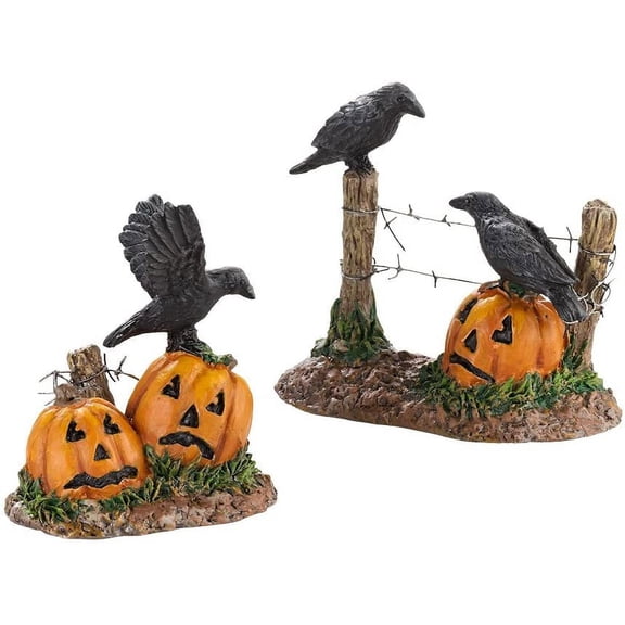 ANHXN Accessories for Villages Halloween Ravens, (4030786), Black,orange