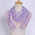 thumbnail image 2 of Summer Sales LSONABXA Saving $5 Purple Scarf for Women Lace Tassel Wrap Scarf Floral Women Scarf Sheer Shawl Scarf Polyester Scarf for Women, 2 of 3