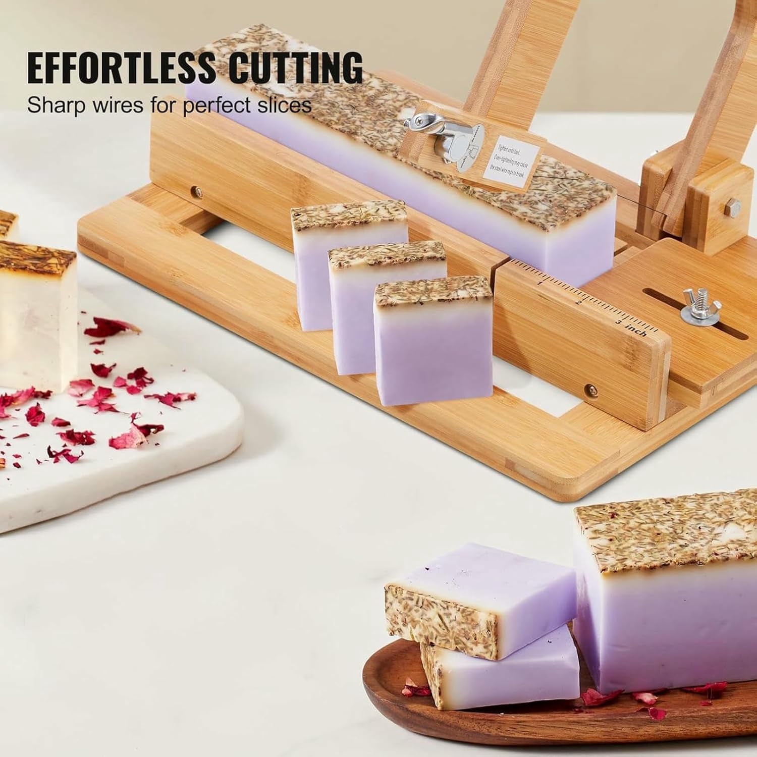 Natural bamboo soap cutter, wooden soap cutter, smooth and flat surface, multi-purpose handmade soap bar cutter, suitable for soap bars and candles.