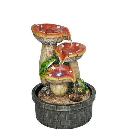 Indoor Fountain, Frog On Mushroom Led Lighting Outdoor Garden Water Pump Fountain