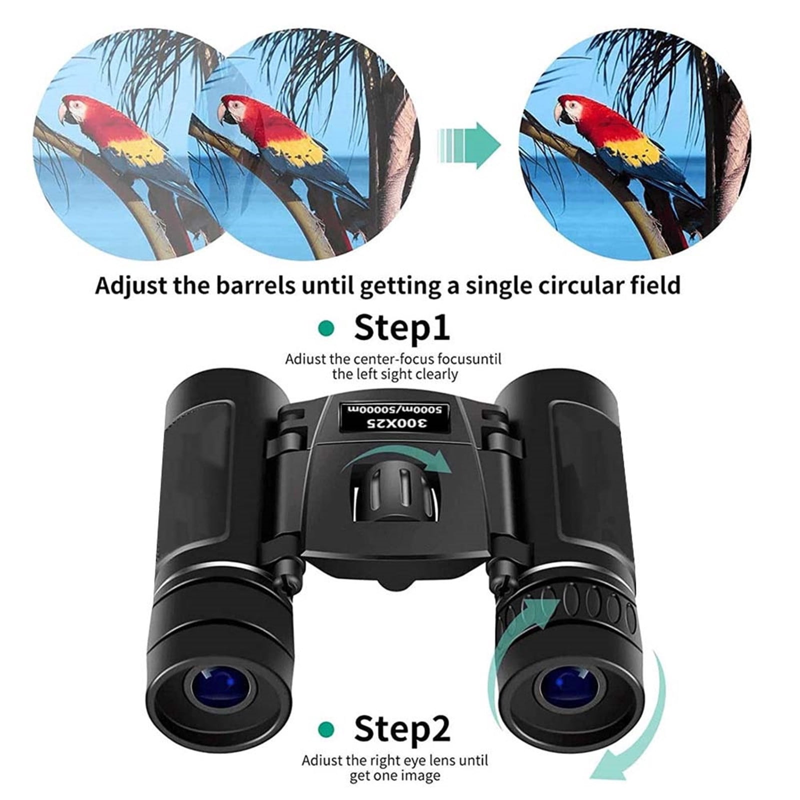300x25 Binoculars for Adults High Power with Universal Phone Adapter,Compact Waterproof Binoculars with Low Light Vision for Bird Watching, Hunting, Travel, Cruise Ship, Opera
