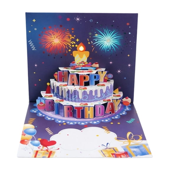Musical 3D Pop Up Birthday Card, Glowing LED Candle with Automatic Music Playback for Party Celebration Gifts