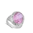 thumbnail image 4 of Large Pink Cubic Zirconia Filigree Cutout Halo Ring .925 Sterling Silver Band Jewelry Female Size 9, 4 of 4