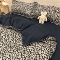 thumbnail image 1 of Korean Ins Black Flower Bedding Set Girl Orange Princess Style Sheet Cover Trellis Polyester Soft Bedclothes For Gitls Gift, 1 of 1