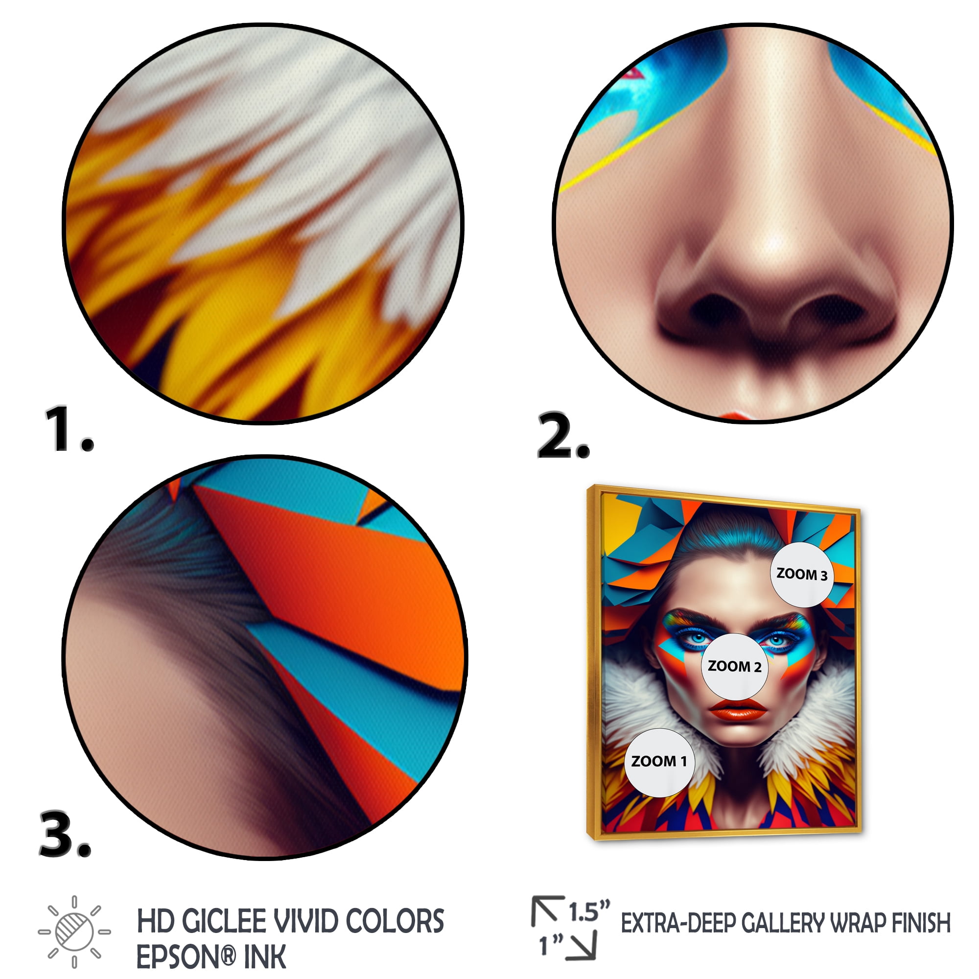Designart Colorful Sensual Woman In Fur Coat I Floating Frame Wall Art