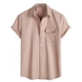 thumbnail image 1 of Camisas abotonadas casuales de color sólido de manga corta de moda de verano para hombres Pompotops  oipoqjl42964, 1 of 9