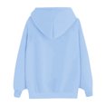 thumbnail image 3 of Womens Hoodies Sweatshirts Trendy Casual Loose Solid Color Long Sleeved Round-Neck Comfy Hooded Sweatshirt Tops Fall Winter Outfits Light Blue XL, 3 of 6
