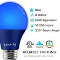 thumbnail image 5 of Luxrite A19 LED Blue Light Bulbs 60W Equivalent Non-Dimmable UL Listed E26 Base 2-Pack, 5 of 6
