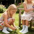 thumbnail image 5 of Cloaraye Kids Girls Socks Knitting Cotton Crew Socks Solid Color Ruffle Socks for 1-12 Years Old, 5 of 5