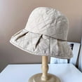 thumbnail image 2 of CoCopeaunts Bucket Hat for Women Pleated Wide Brim Fisherman Hat Solid Color Checked Warm Quilted Cotton Girl Winter Hats, 2 of 8