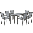thumbnail image 1 of Outsunny 7 Piece Outdoor Dining Set with Table and 6 Stackable Chairs, 1 of 10