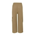 thumbnail image 6 of Brown Womens Cargo Pants Womens Daily Elastic Waist Pockets Straight Solid Color Casual Pants Loose Pockets Cargo Long Trousers, 6 of 6