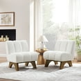 thumbnail image 2 of Art Leon Modern Accent Chair, Sherpa Fabric with Deep Upholstered,Single Sofa Chair for Living Room,Off-White, 2 of 9