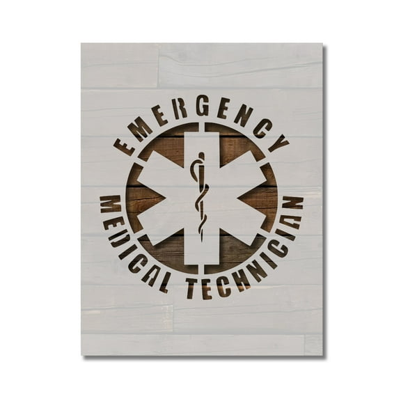 EMT Emergency Medical Technician Star of Life Stencil Template Reusable 8.5 x 11 for Painting on Walls, Wood, Etc. By Stencilville