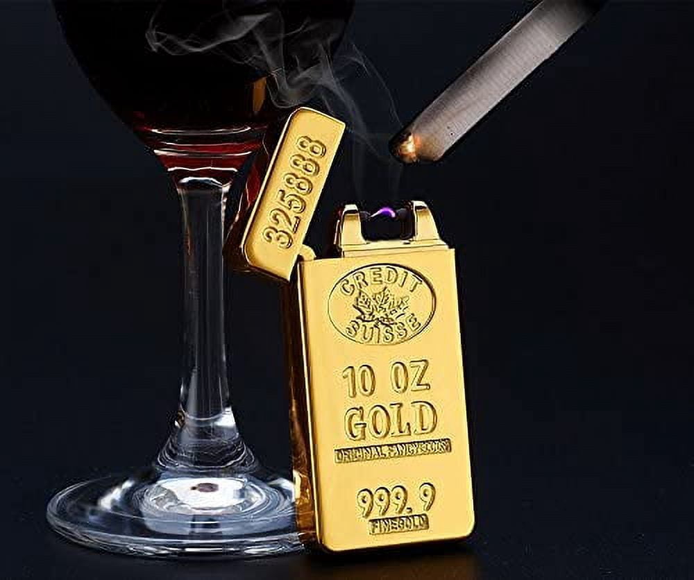 Arc USB Electronic Rechargeable Battery Windproof Gold Bar Shaped Cigar Cigarette Lighter - Gold