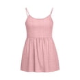 thumbnail image 5 of Craaazy Womens Solid Color Spaghetti Strap Tank Tops Casual Summer Scoop Neck Blouse with Eyelet Detail Ruffled Hem Trendy Tees for Daily Wear, Summer Beach, 5 of 5