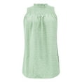 thumbnail image 4 of Delayuji Womens Dot Tank Tops Summer Sleeveless Mock Neck Shirred T Shirts Casual Linen Blend Keyhole Back Tie Knot Tops Green M Water Wave Jacquard Short Sleeve Shirts for Women, 4 of 4