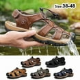 thumbnail image 4 of Men's Closed-toe Sandals Genuine Leather Soft Hiking Shoes Summer Beach Sandals, 4 of 9