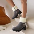 thumbnail image 5 of hopeusnice Women's Winter Boots Suede Buckle Ankle Booties Warm Fuzzy Fleece Lined Snow Boots Comfortable Outdoor Shoes Gray 38, 5 of 5