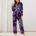 thumbnail image 3 of Disketp Pajamas Set Long Sleeve Sleepwear Womens Button Down Nightwear Pj Sets-Snowflake Gradient Purple, 3 of 9