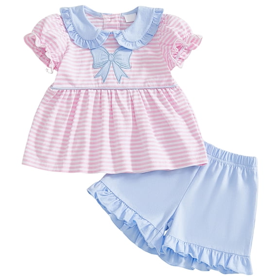 KEXE Girls Outfits 4T Girl Clothes Toddler Baby Girls Summer Clothes Short Sleeve T-Shirt Tops Short Sets Cute Outfits
