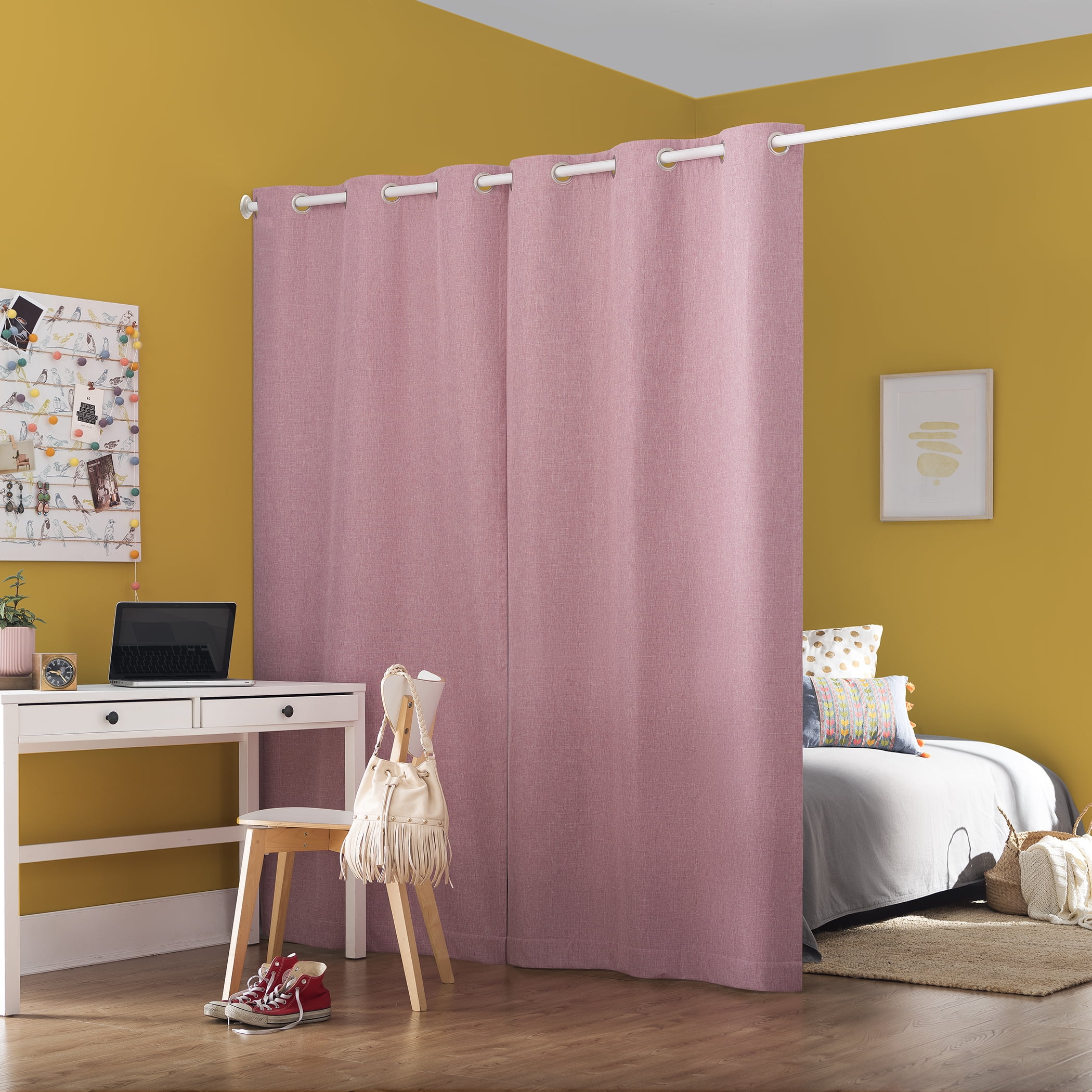 Sun Zero Miles 100% Blackout Grommet Single Curtain Panel in Pink, 40" x 96" in Pink