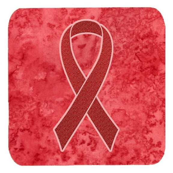 3.5 x 3.5 In. Red Ribbon for Aids Awareness Foam Coasters, Set of 4