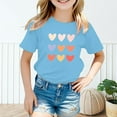 thumbnail image 2 of XIMIN Valentines Day Shirt for Girls Cute Love Heart Print Red Short Sleeve T-Shirt Casual Tops Holiday Gift Blouse, 2 of 8