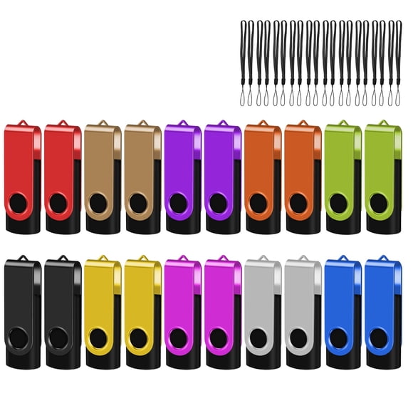 Unidad flash USB EASTBULL de 2 GB USB 2.0, paquete de 20 con cordones