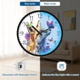 thumbnail image 5 of Voice Activated Clock with Glow Light 12 Inch Large Silent Wall Clock Battery Operated for Home Decor Fox and Butterflies, 5 of 8