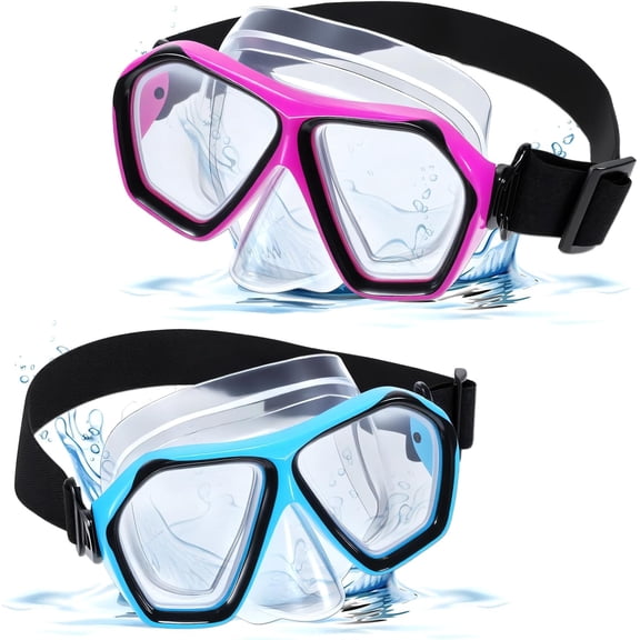 2‑Pack Adult Swim Goggles with Nose Cover – Anti‑Fog, Leak‑Proof Diving Mask with 180° Wide‑View and Adjustable Elastic Strap