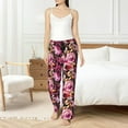 thumbnail image 5 of Uemuo Rose Flowers Pattern Women's Wide Leg Palazzo Lounge Pants with Pockets Light Weight Loose Comfy Casual Pajama Pants-X-Large, 5 of 9