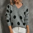 thumbnail image 4 of Aoochasliy Womens Sweaters Pullover V-neck Knitted Sweater Polka Dot Pullover Trendy Knitted Sweater Tops Blouse, 4 of 8
