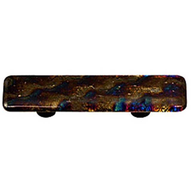 Hot Knobs HK4008-PA Metallic Patterned Irid Rectangle Glass Cabinet Pull - Aluminum Post
