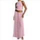 thumbnail image 1 of Conjunto de Dos Piezas de Falda Larga para Mujer, con Cuello Halter, Espalda Descubierta y Falda Larga para Salir en la Playa. Conjunto de Dos Piezas. Rosa L, 1 of 7