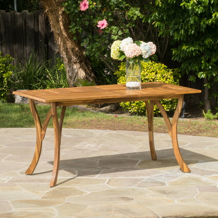 Kamala Outdoor Acacia Wood Rectangular Dining Table, Teak (Best Finish For Outdoor Wood Table)