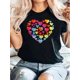 thumbnail image 1 of Camiseta de San Valentín con corazones y teñido anudado para mujeres, niñas y niños pequeños. Camiseta informal de cuello redondo y manga corta para mujer. Camisetas con gráficos. Camisetas para adult, 1 of 6