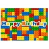 Happy Birthday Lego Bricks Background Edible Cake Topper Image C01 L01
