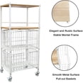 thumbnail image 4 of Kitchen Shelves Storage Basket for Organizing Rolling Utility Cart Pantry Unit with Wheels White, 4 of 7