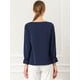 thumbnail image 5 of Blusa de gasa Allegra K con volantes cuello En V Azul oscuro XL, 5 of 6