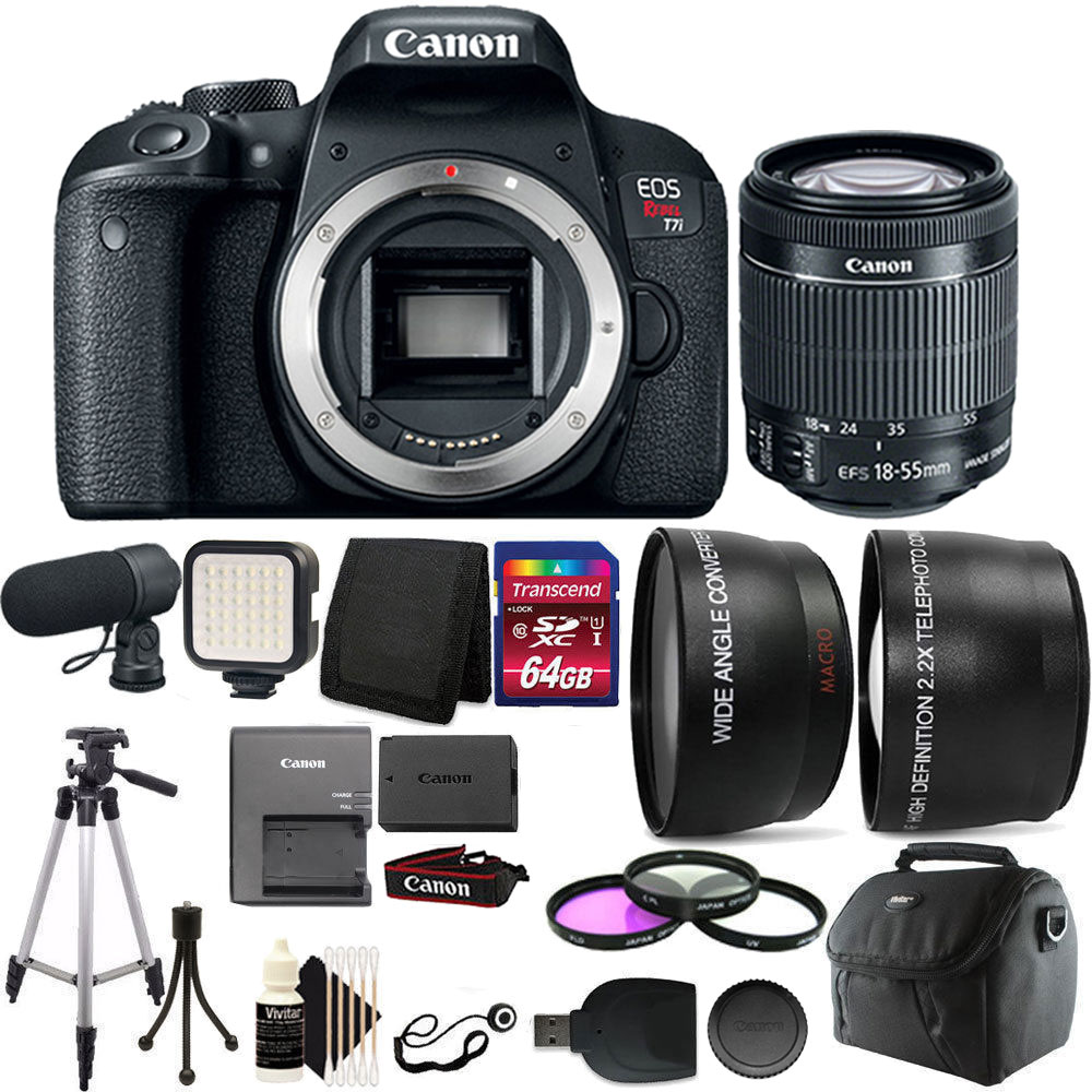 Canon EOS Rebel T7i 24.2MP Digital SLR Wifi Enabled Camera Black with