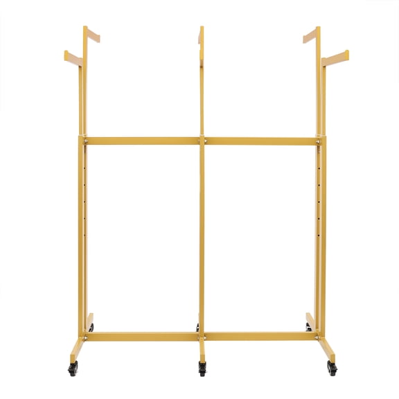 ToppiJoy 6 Arms Clothing Retail Rack, Adjustable Heavy Retail Display Garment Rack with Wheels for Bedrooms, Balconies, Offices (Gold)