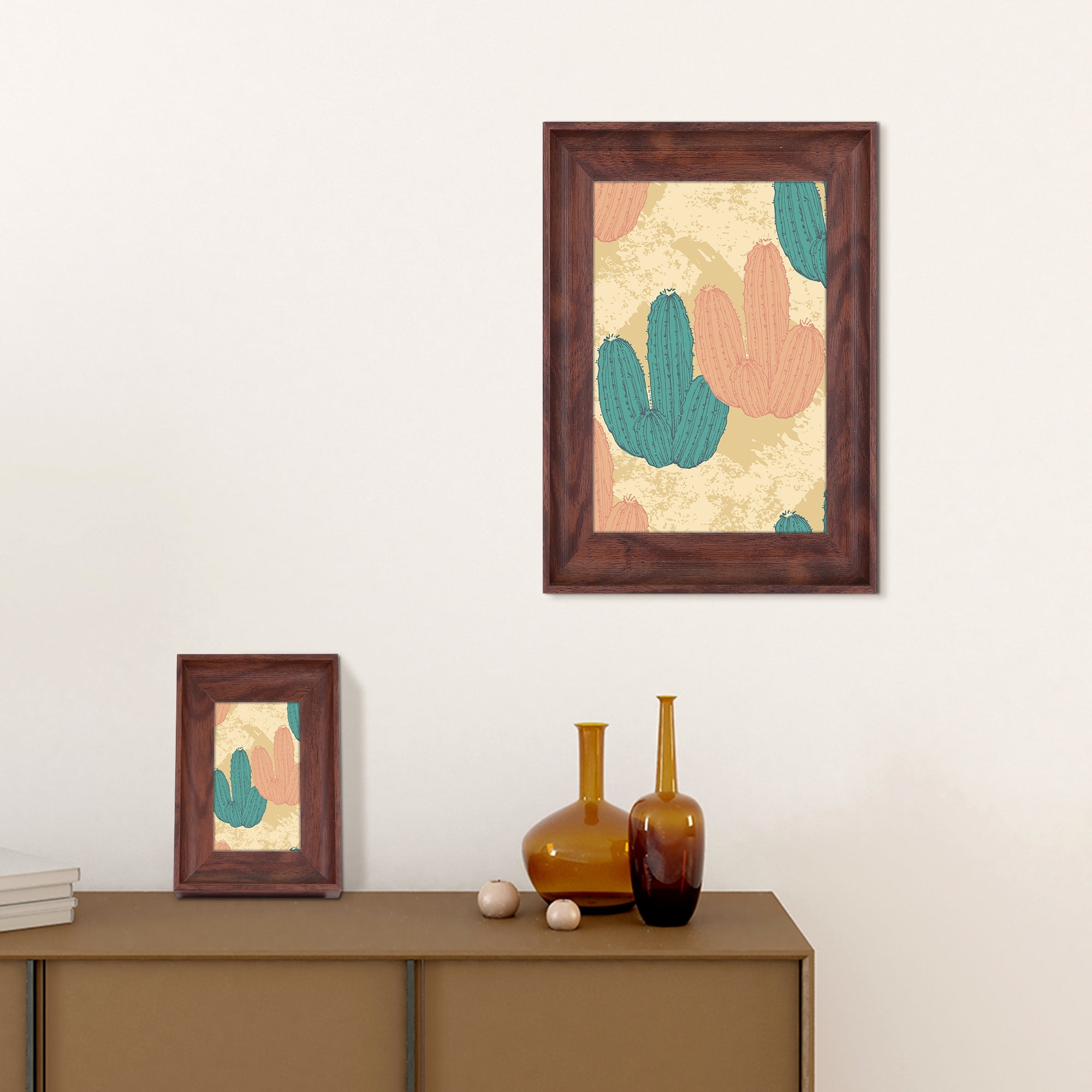 Unique Bargains Photo Frame Tabletop Display Picture Frame Walnut Color 5x7